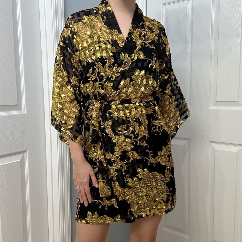 Vintage Victoria’s Secret Robe Gold Label Black Luxury Casual Lounge One Size